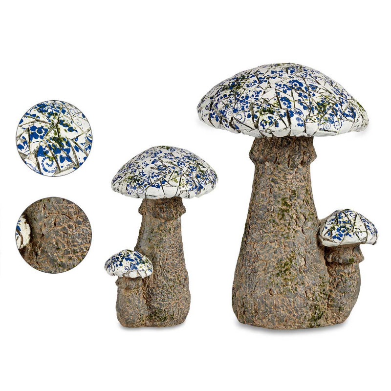 BLUE MOSAIC POLYRESIN MUSHROOM 