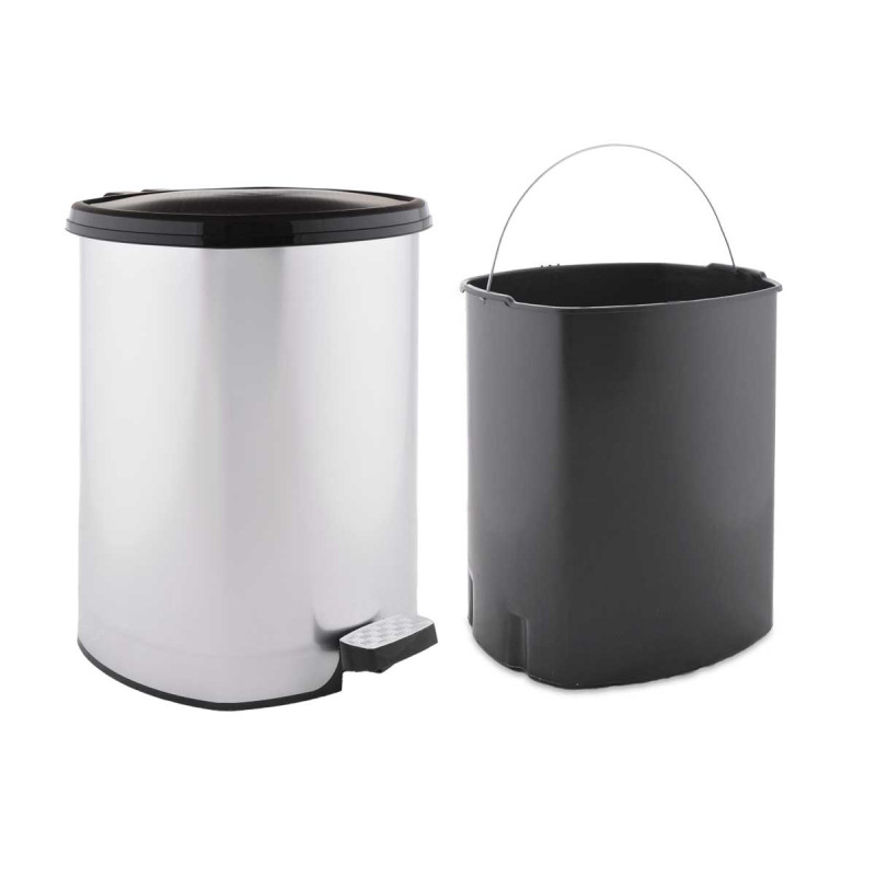 BALDE DO LIXO PLÁSTICO C PEDAL PRATEADO 20L 