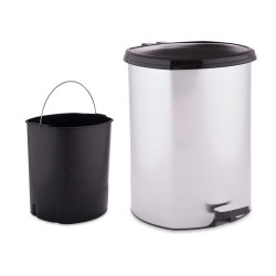 PAPELERA PLASTICO PEDAL PLATEADA 11L