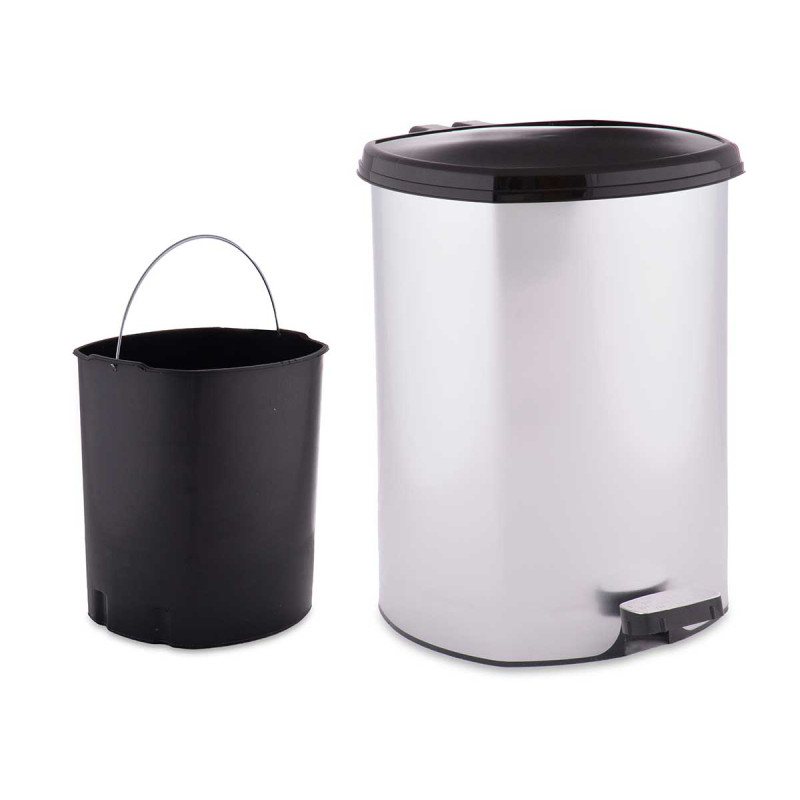 BALDE DO LIXO PLÁSTICO COM PEDAL PRATEADO 11L