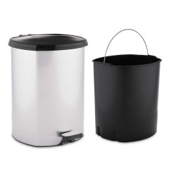 PAPELERA PLASTICO PEDAL PLATEADA 11L