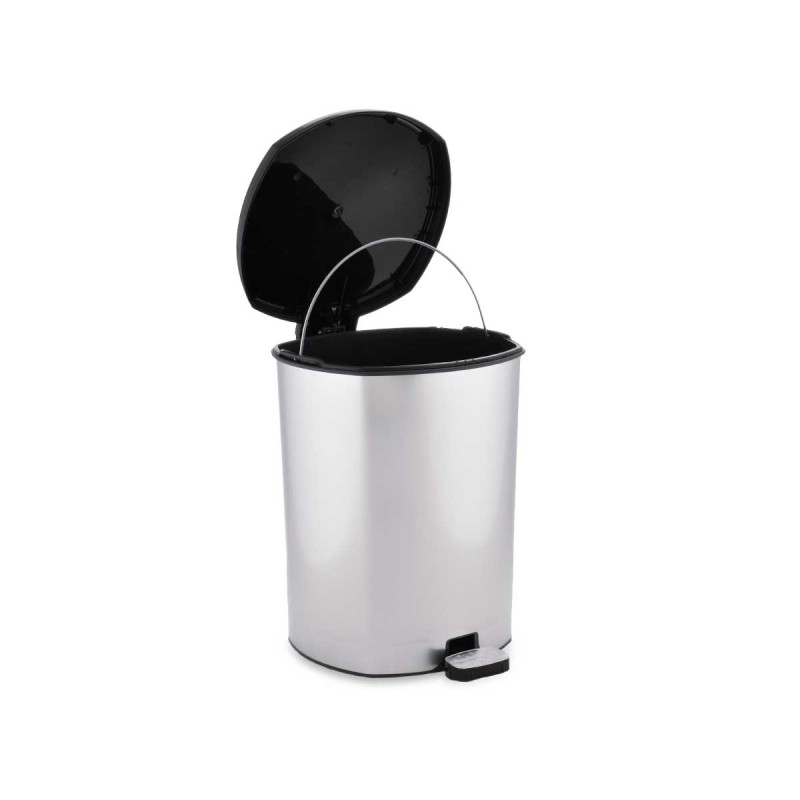 PAPELERA PLASTICO PEDAL PLATEADA 11L
