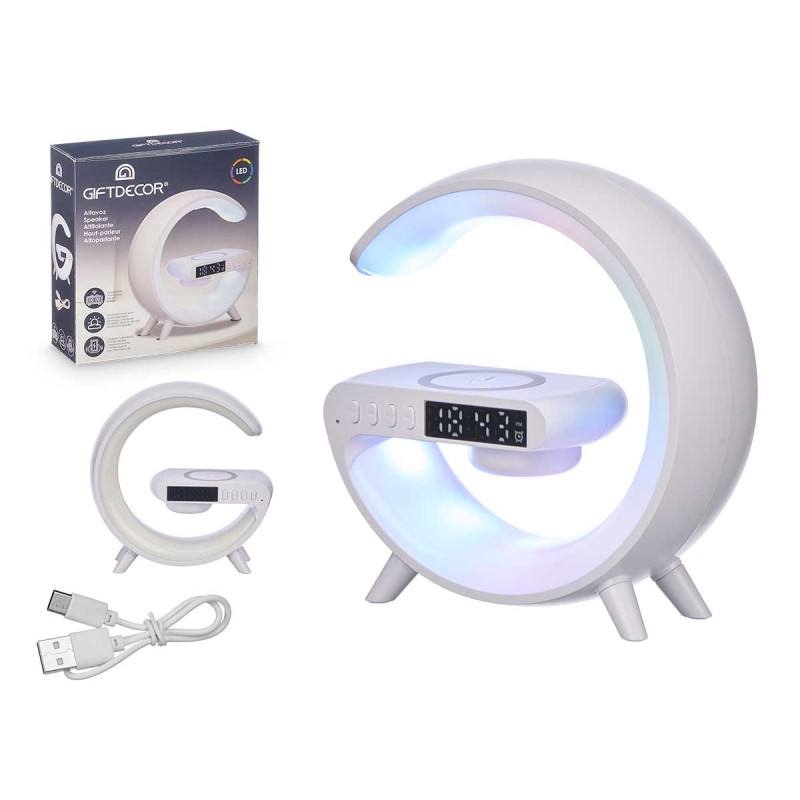 OROLOGIO SPEAKER CARICATORE WRL LUCE RGB BIANCO