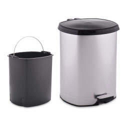 BALDE DO LIXO PLÁSTICO COM PEDAL PRATEADO 6L 