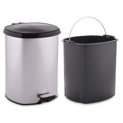 BALDE DO LIXO PLÁSTICO COM PEDAL PRATEADO 6L 