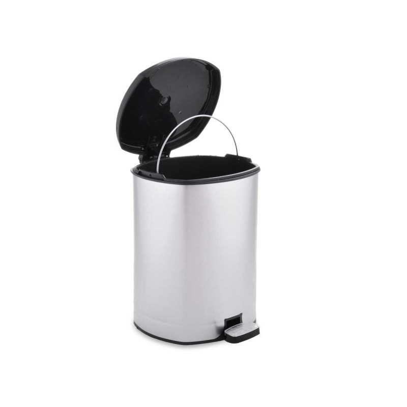BALDE DO LIXO PLÁSTICO COM PEDAL PRATEADO 6L 