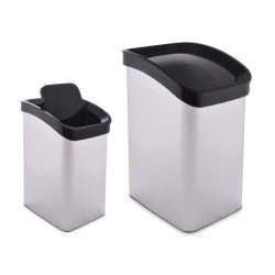 PAPELERA PLASTICO BASCULANTE PLATEADA 12L