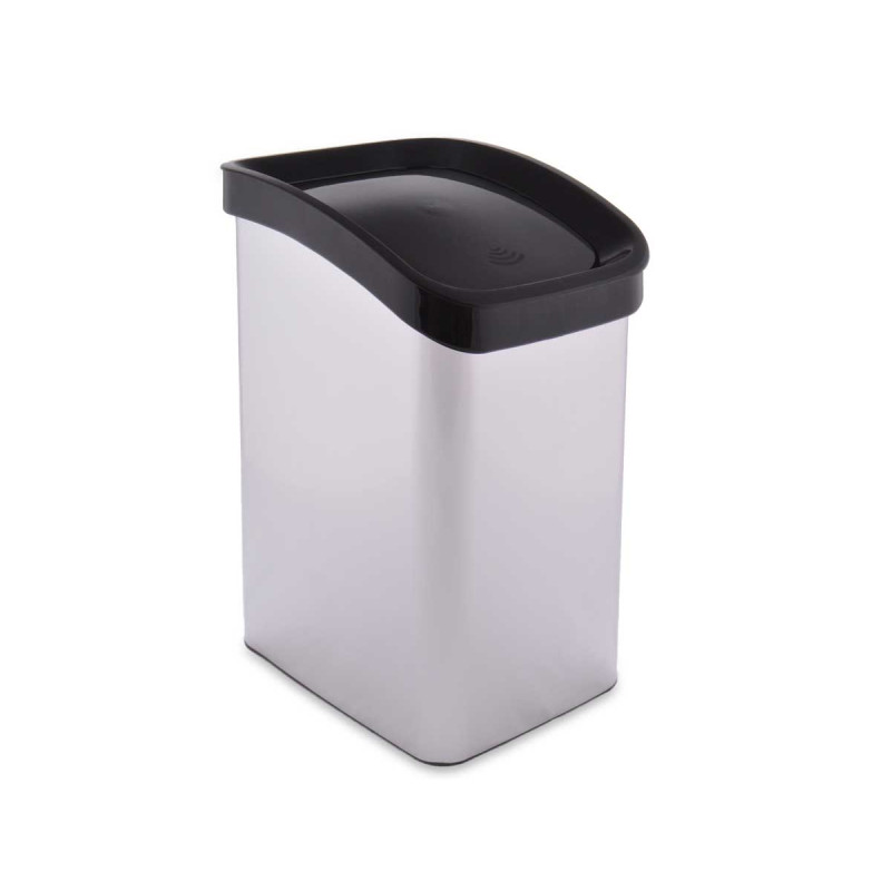 PAPELERA PLASTICO BASCULANTE PLATEADA 12L