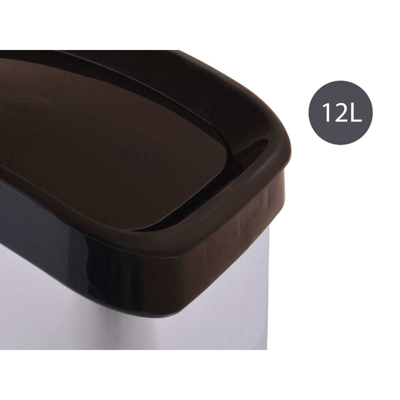 PAPELERA PLASTICO BASCULANTE PLATEADA 12L