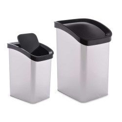 PAPELERA PLASTICO BASCULANTE PLATEADA 23L