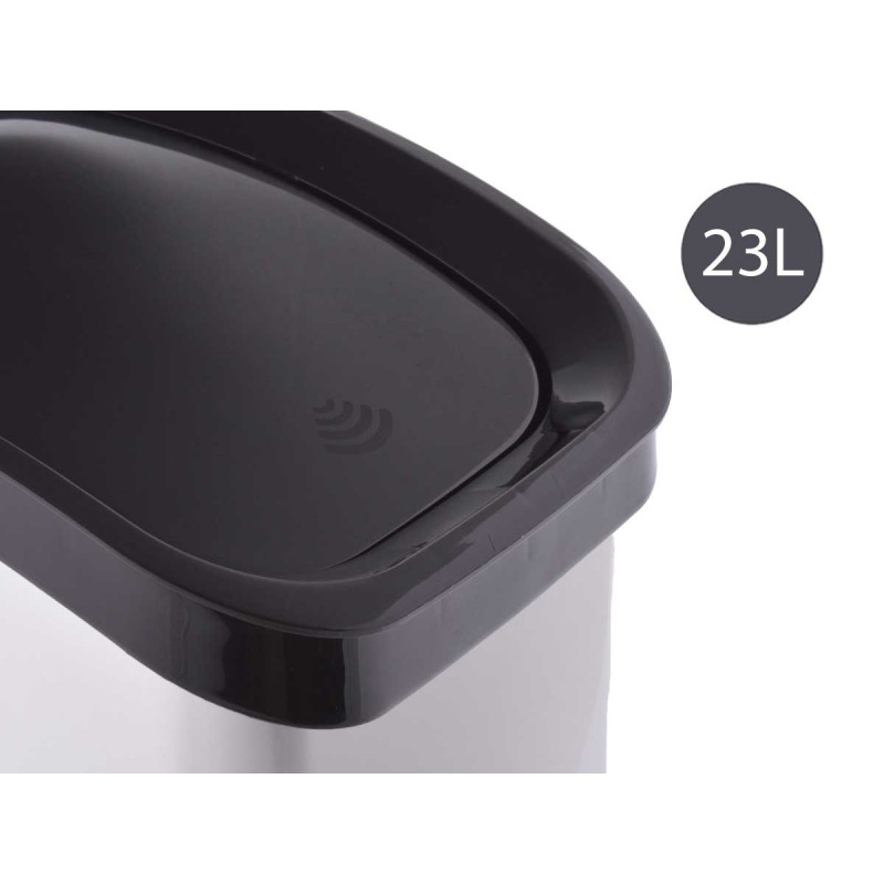 PAPELERA PLASTICO BASCULANTE PLATEADA 23L