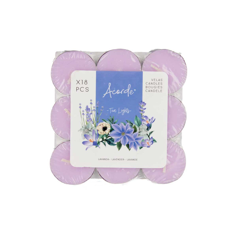 SET 18 VELAS TEA LIGHTS LAVANDA