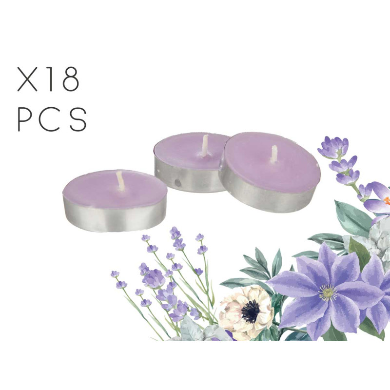 SET 18 VELAS TEA LIGHTS LAVANDA