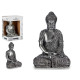BOUDDHA ASSIS RESINE GRAND ARGENT
