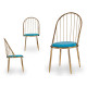 BARS GOLD CHROMED CHAIR TALL BACK BLUE