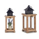 LANTERNE BOIS CARRE GRILLE NATUREL