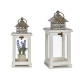LANTERNE BOIS CARRE GRILLE BLANC