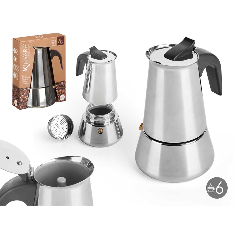CAFETERA INDUCCION JARRA 6 TAZAS ACERO