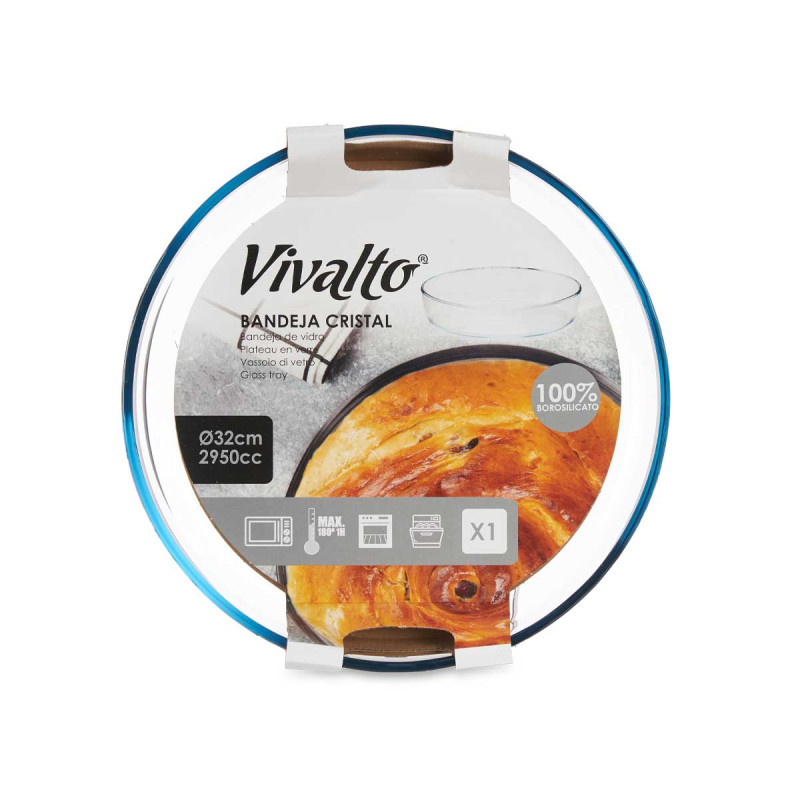 BANDEJA VIDRO REDONDA BOROSILICATO 32CM