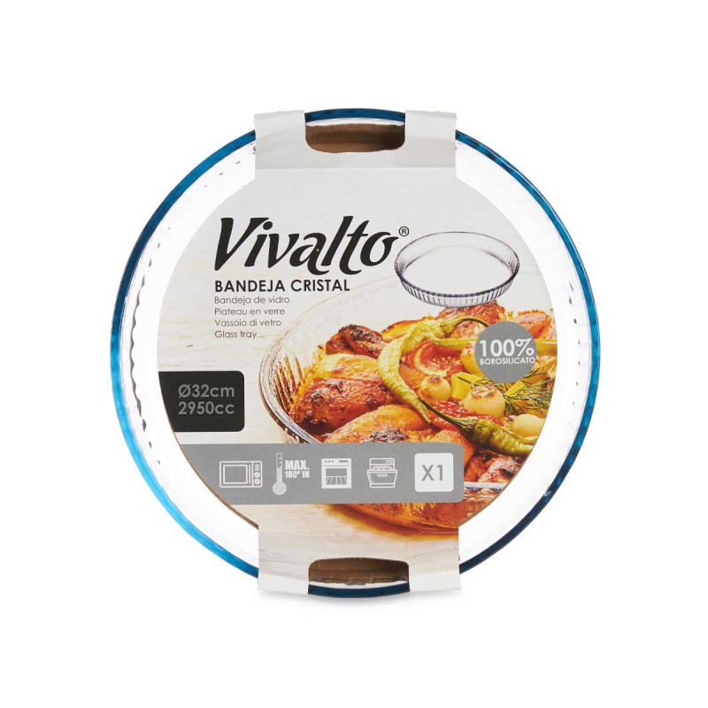 BANDEJA VIDRO REDONDA OPTICA BOROSILICATO 32CM