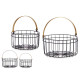 SET OF TWO ROUND BLACK BASKETS WITH GOLDEN HANDLE 