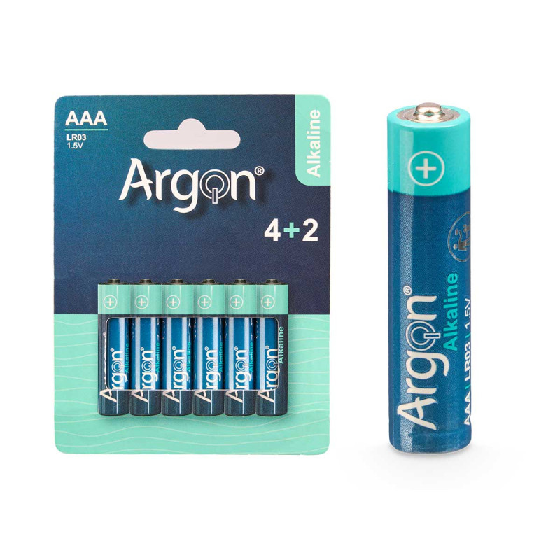 PILE ALCALINE ARGON LR03 AAA 6 PACK 