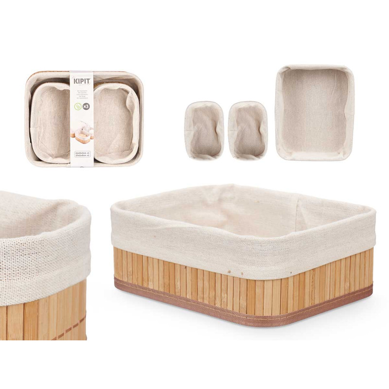 SET 3 ORGANIZZATORI BAMBU BIANCO 2 DIMENSIONI 