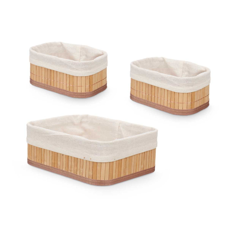 SET 3 ORGANIZZATORI BAMBU BIANCO 2 DIMENSIONI 