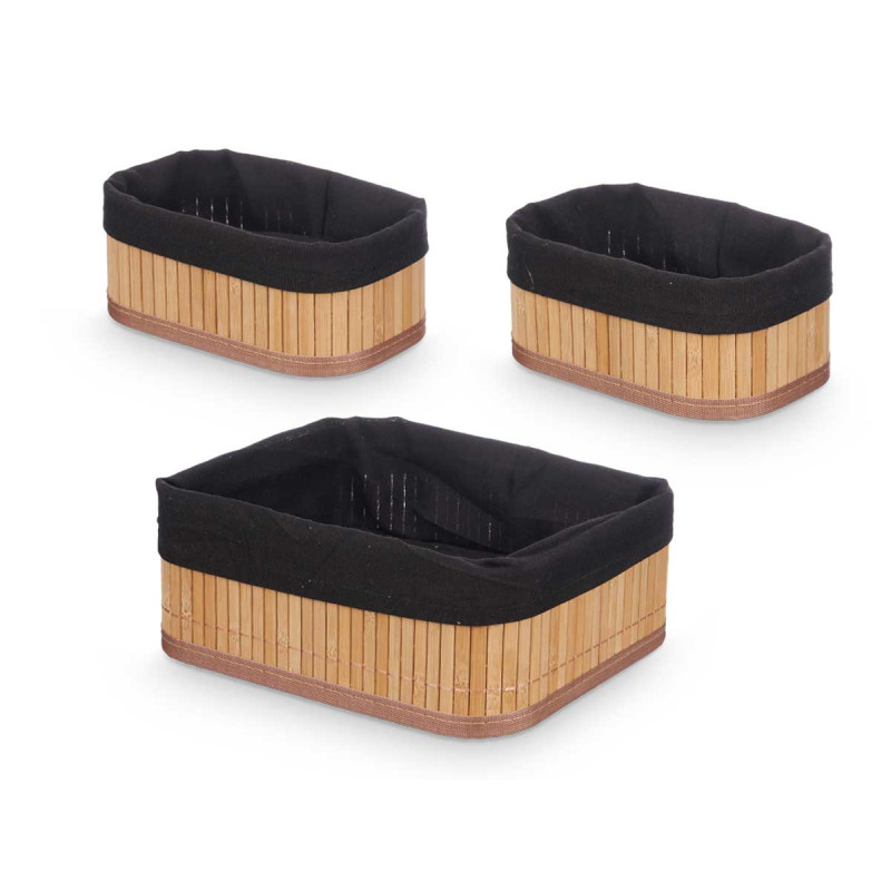 SET 3 ORGANIZZATORI BAMBU NERO 2 DIMENSIONI 