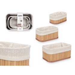 SET 3 ORGANIZZATORI BAMBU BIANCO 3 DIMENSIONI 