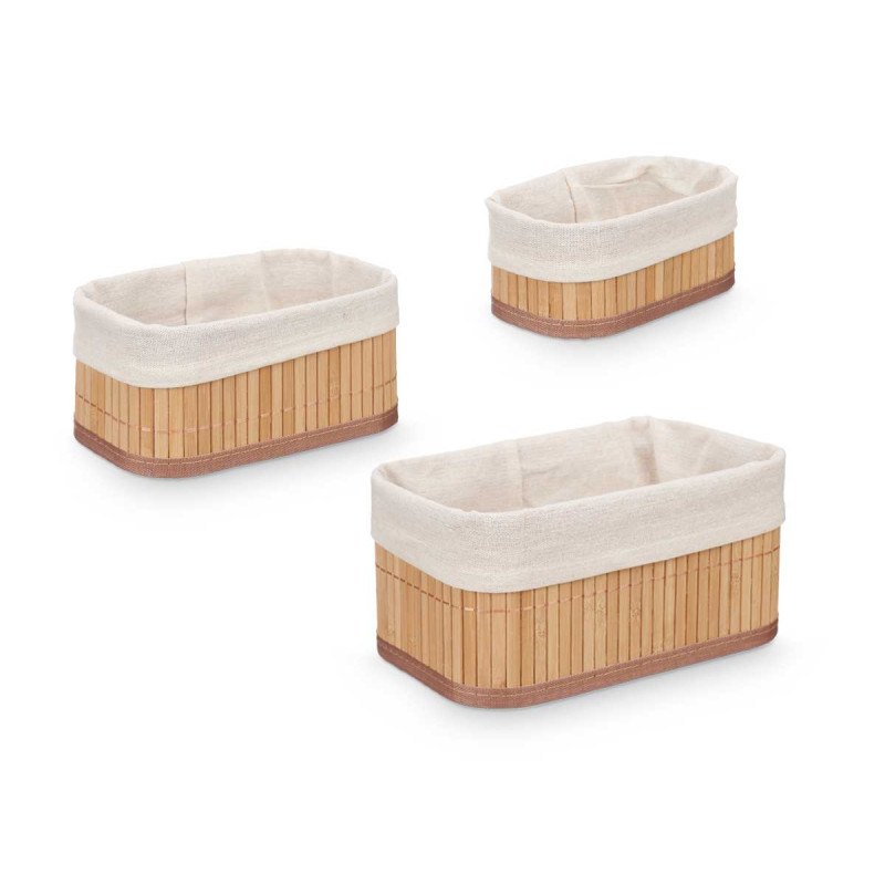 SET 3 ORGANIZZATORI BAMBU BIANCO 3 DIMENSIONI 
