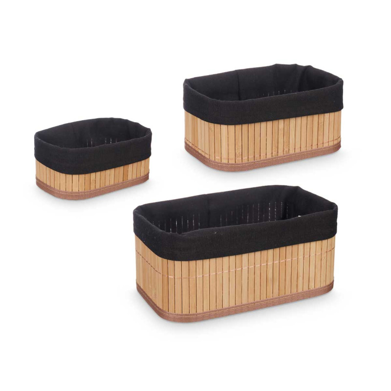 SET 3 ORGANZZATORI BAMBU NERO 3 DIMENSIONI 