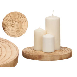 ROUND DECOR BURNED WOOD STAND LARGE