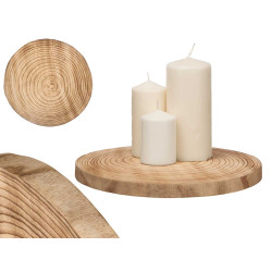 ROUND DECOR BURNED WOOD STAND JUMBO