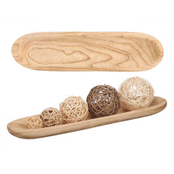 DECOR CENTRE DE TABLE EN BOIS BRÛLÉ ALLONGÉ