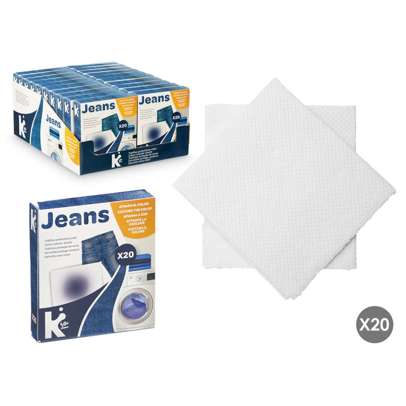 SET 20 LINGETTES ATTRAPE-COULEURS VÊTEMENTS DENIM