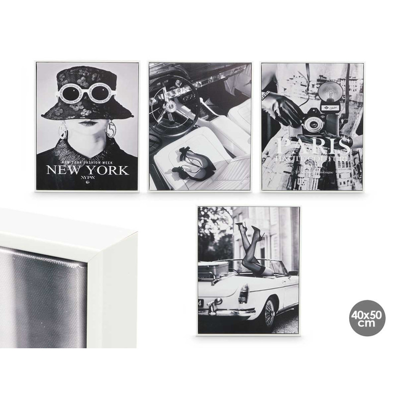 WHITE CANVA FRAME CITY ASSORTED 4 40X50