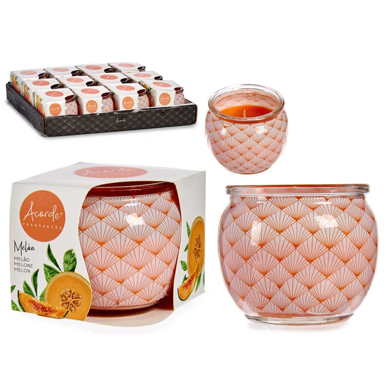 CANDLE WITH GLASS VASE MELON