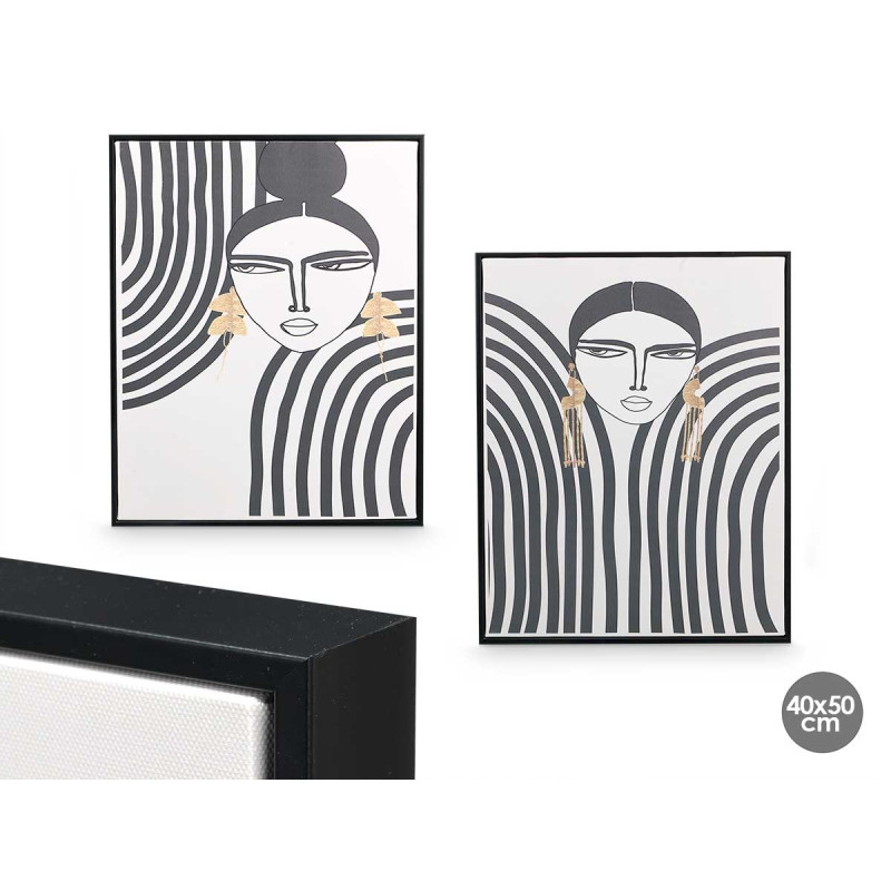 BLACK CANVA FRAME WOMAN STRIPE ASSORTED 2
