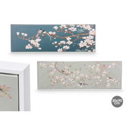 TOILE CADRE BLANC BRANCHE AMANDIER  ASSORT 2 