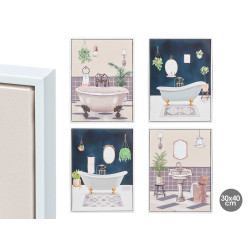 QUADRO TELA CORNICE BIANCA BAGNO ASS 4