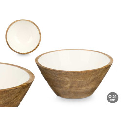 BOWL 24 CM WOOD HANDLE WHITE