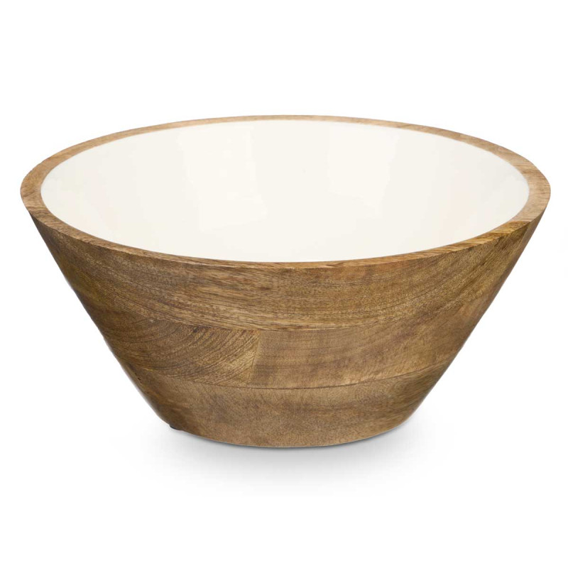 BOWL 24 CM WOOD HANDLE WHITE