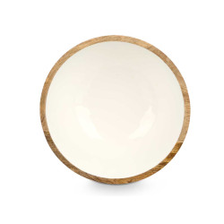 BOWL 24 CM WOOD HANDLE WHITE