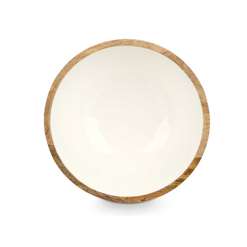 BOWL 24 CM WOOD HANDLE WHITE