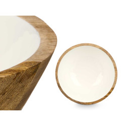 BOWL 24 CM WOOD HANDLE WHITE