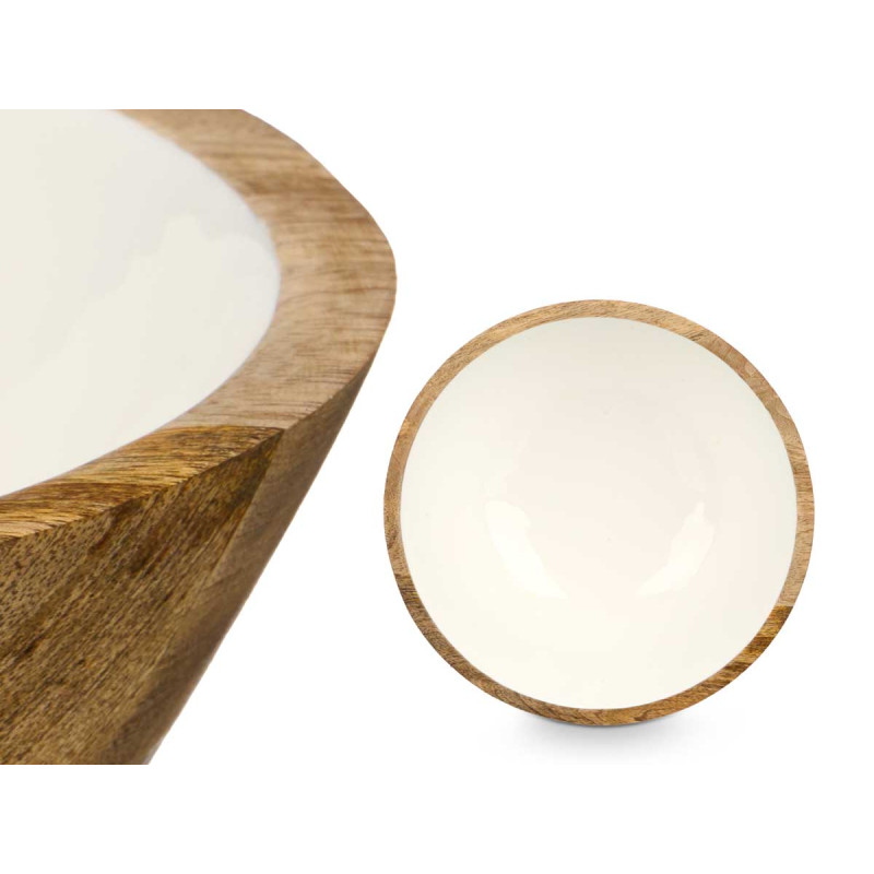BOWL 24 CM WOOD HANDLE WHITE
