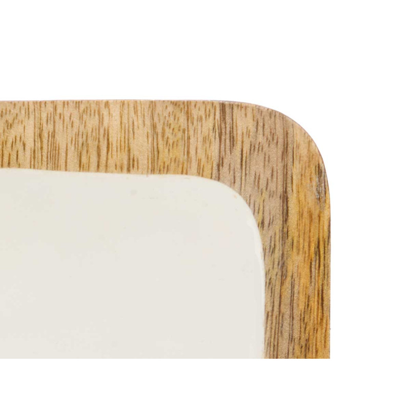 BANDEJA RECTANGULAR 4 ESPACIOS MADERA MANGO BLANCO