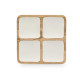 SQUARED TRAY WOOD HANDLE 4 SPACES WHITE