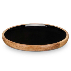 PIATTO 25CM LEGNO MANICO NERO